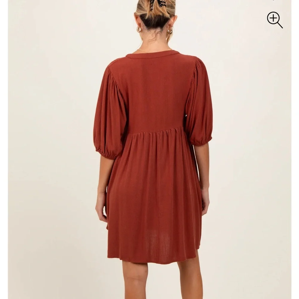 Ruse Button Up Split Neck Maternity Dress